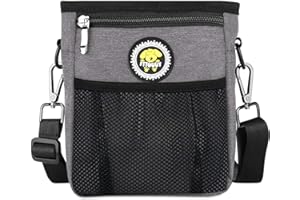 FTTOUUY Sac Friandise pour Chien, Pochette pour Chien de Dressage avec Bandoulière Réglable, Sac de Dressage de Friandises pour Friandises, Jouets pour Animaux de Compagnie et Accessoires de Dressage(Gris)