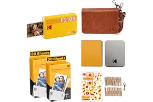 KODAK Mini 2 Retro 4Pass Impresora de Fotos Portátil (5,3x8,6cm) + Pack de Regalo con 68 Hojas (8 Hojas Iniciales + 60 Hojas) - Amarillo