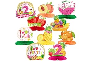 EPAKH 10 Pcs Twotti Frutti 2nd Honeycomb Centerpieces and Standing Cards Set, Fruity Party Table Toppers Hawaiian Summer Fruit Table Decor for 2 Years Old Birthday Baby Shower Decorations Supplies