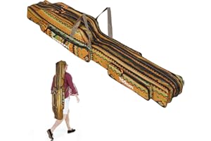 Achort Rutentasche Rod Case Angelkoffer, Angeltasche mit 2 Fächern, Angelbox, Angelruten, Angelzubehör, reißfest, langlebig, 130cm