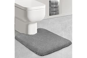 ZARCKER WC Vorleger mit Ausschnitt 50 x 60cm WC Teppich, rutschfest Toilette Vorleger Weiches Klovorleger Toiletten Badematte Mikrofaser Badteppiche für WC - Dunkelgrau