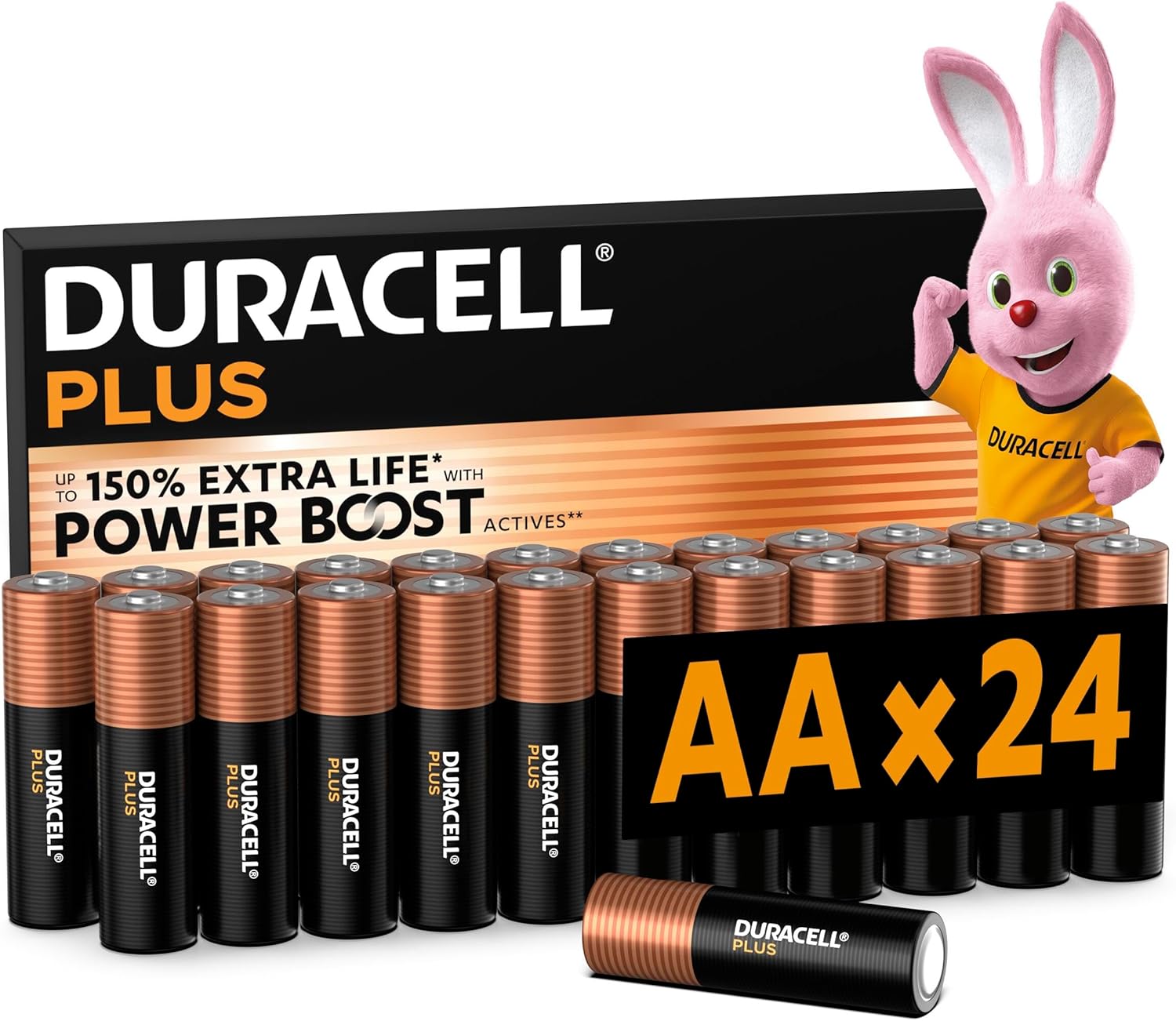DURACELL AA Plus Piles Alcalines (Lot de 24) 1.5V, LR06 | Durent jusqu’à 150% plus longtemps - Actifs POWER BOOST - Manettes De Jeu, Appareils Photo - 100% Recyclable