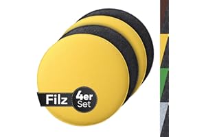 ‎SIDORENKO Sidorenko gemütliches Sitzkissen rund aus Filz Ø 36cm - 4er Set Grau I Gelb - Waschbare Stuhlkissen kompatibel für Schalenstuhl - Komfortable Sitzauflage für Bank I Stuhl