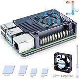 Bruphny Raspberry Pi 4 Case, Pi 4B Custodia in Alluminio con 35mm Ventola, Compatibile con Raspberry Pi 4 Modello B…