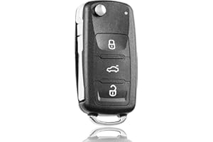‎FINTERRY FINTERRY Obudowa Kluczyka Samochodowego kompatybilna z Volkswagen Golf Polo Tiguan Passat Skoda Octavia Superb Seat Leon Ibiza – Zamiennik Pilota Składana Obudowa Klucza 3 Przyciski