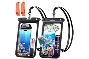 UNBREAKcable 9-Inch Waterproof Phone Pouch, IPX8 Dry Bag, Large Waterproof Phone Case for iPhone 15 Pro Max, 14 Pro, 13, 12, 11, XR, XS, Samsung S23, S22, etc.- 2 Pack with Emergency Whistles