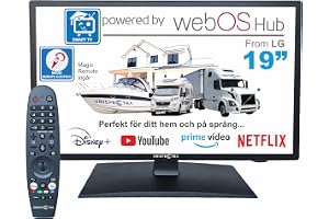 Unispectra ® 19” Smart TV (webOS) med Magic Remote, ELED HDR 230v 24v 12v, Triple Tuner DVB-T2/S2/C. 3xHDMI, 2xUSB. TV-appara