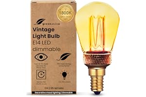 greenandco dekorativ dimbar LED-glödlampa i vintage-stil | E14 ST45 | Bärnsten | 2,3W 65lm | 1800K Extra varmvitt