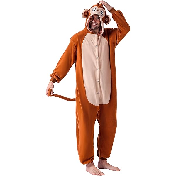 HAHASHOW Pyjama voor volwassenen met capuchon, zacht flanel, voor heren en dames, kostuum met schattige dieren (Halloween-stijl), uniseks rompertje voor winter en feestjes