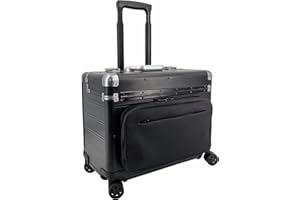 SONOVO Pilotenkoffer mit Vortasche mit Rollen mit Trolley Aluminium in Schwarz 45179 | Alukoffer, Aktenkoffer, Businesskoffer | Für den täglichen Geschäftseinsatz und für Kundentermine
