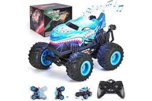 Ltteaoy Remote Control Cars Muteable Monster Truck for Kids 360°Rotating RC Car Toys for 3 Years Old Boys Shark Off-road Stunt Vehicle with Flash Light,Music Boy Girl Gifts for Age 4 5 6