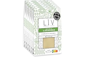 LIV HAPPY FOOD LÏV Happy Food - Feuilles de Lasagnes de Konjac - Pâtes sans gluten - Pâte Konjac - Vegan, Gluten Free, Faible en calorie - Box de 6 paquets x 200g