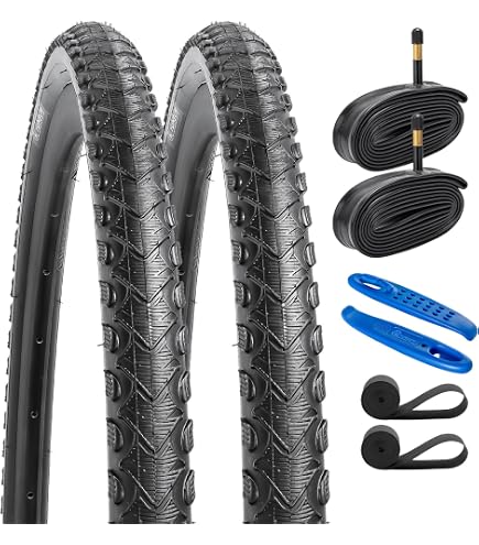 2 Copertoni Pieghevoli Ecovelò 700x35C + Camere D'Aria Con Valvola America Per Bici Gravel, Trekking E Ciclocross