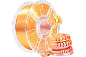 iBOSS Filament do drukarki 3D PLA PLUS, filament PLA+, 1,75 mm, dwukolorowy jedwabny filament do współwytłaczania 3D, 1 kg (2,2 funta), jedwabny, dwukolorowy, różowo-złoty