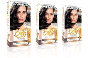 Garnier Belle Color Black Hair Dye Permanent, Natural looking Hair Colour, up to 100% grey coverage - 1 Black Pack of 3
