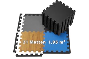 ‎ALPIDEX ALPIDEX 1,95 m² Bodenschutzmatte 21 Stück 30x30x1 cm Schutzmatten Set Sportmatte Gymnastikmatte Sportgeräte Matte Fitnessmatte Turnmatte Unterlegmatte Bodenmatte Trainingsmatte Gummimatte