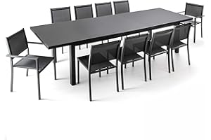 Oviala Ensemble Table de Jardin Extensible 256-320 cm et 10 assises