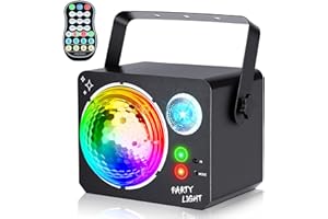 MEISHILE DJ Luci Discoteca, 4-in-1 DMX Musica Attivata dal Suono Luci Discoteca, RGBW Proiettore Animato DJ Discoteca, con Telecomando, Effetto Spotlight per Spettacoli Dal Vivo, Natale, Bar