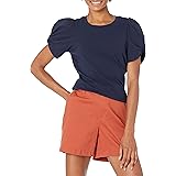 Amazon Essentials Maglietta Girocollo a Maniche Corte con Maniche a Sbuffo e Vestibilità Classica Donna