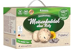 Fidelio Meisenknödel ohne Netz, ganzjähriges Wildvogelfutter proteinreich/energiereich, hochwertiges Vogelfutter für Wildvögel, 30 Stück im Karton aus FSC-zertifizierter Produktion, 2.5 kg