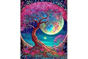 AIRDEA 5D Moon and Tree Diamond Carft Painting Kits for Adults Beginners Round Full Kits DIY Dreamland Diamond Art Kits Landscape Diamond Carft Painting by Number Kits Gem Painting Art 12x16inch