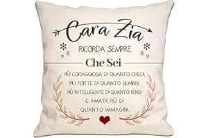 Bommex Cara Zia Che Sei Più Coraggiosa di Quanto Credi Copricuscini per la Zia da parte del nipote Regalo d'ispirazione per la zia Compleanno Festa della Mamma Regalo di Natale(Cara Zia-1)