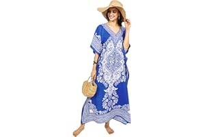 Shah Crafts. Women Kaftan Tunic Kimono Long Maxi Party Dress for Loungewear Holidays Nightwear Beach Cover Up Caftans Free Size