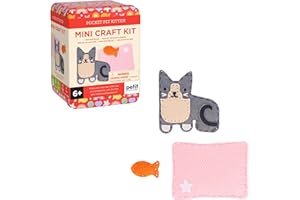 Petit Collage: Mini Craft Kit: Pocket Pet Kitten - Portable Felt Sewing Kit with Precut Pieces, Thread, Stuffing, Child‑Safe Needle & Tin – Screen‑Free Fine Motor Toy for Ages 6+