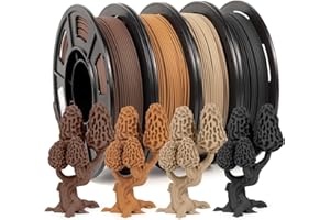 iSANMATE Filamento PLA Manojo Madera Para Impresora 3D, 1.75mm Madera de Sándalo, Pino Blanco, de ébano, pera Amarilla Filamento Bundle 4 * 250g/Spool (20% Polvo de Madera+80% PLA)