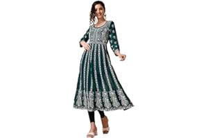 EthnicJunction Women's Georgette Chikankari Embroidery Anarkali Kurta & Dupatta Set