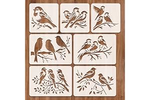 QACUU 7pcs Bird Pattern Stencils for Painting, Plastic Flexible Stencils for Crafts, Reusable Drawing Template, Multifunctional Stencil Set for Walls Spray Paint Wood Paper and Creative Projects