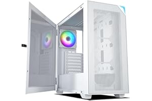 VETROO AL800 Full Tower PC Computer Case w/Door Opening Design Tempered Glass, E-ATX/ATX Support, Built-in ARGB LED Strip in Front Mesh Panel, Type-C Ready, Support for 40 Series GPUs -White