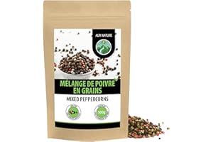 Alpi Nature Poivre Baies en Grain Mélange 500g, Grains de Poivre Entiers Noir, Blanc, Rose et Vert