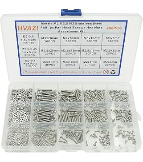 100-Piece M2 M2.5 M3 M4 Phillips Screw Assortment - Thin Head, Nickel Plated Steel Bolts