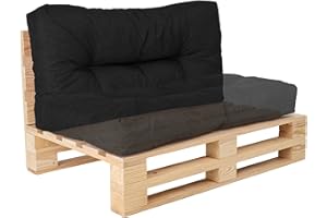 Bananair - Coussin Palette Extérieur Confortable - Tissu Résistant, Anti-UV & Déperlant - Coussin Salon de Jardin Extérieur, Balcon, Terrasse (Taille Polyvalente Assise ou Dossier, 120X60 cm, Noir)