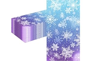 MORAINJAY 40 Stück Schneeflocken Servietten, Blaue Lila Papierservietten für Weihnachten, Winterparty, Geburtstag, Tischdeko Feier