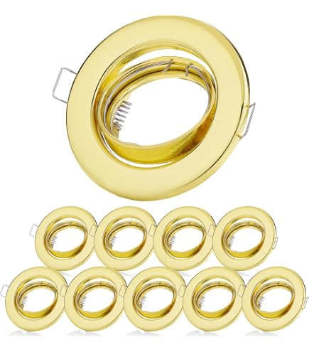 Kit Éclairage Sur Rail 4 Spots - Laiton Brossé, Rotatifs Et Réglables GU10 - Pour Cuisine Et Salle à Manger