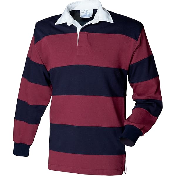 Front Row Classic Rugby Shirt - Long Sleeve, Surf Blue/White Stripe, Size XL (Chest 43-45")