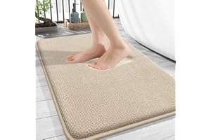 Homaxy Dywanik łazienkowy z pianki memory, miękki, antypoślizgowy, nadaje się do prania, gruby, chłonny, dywanik prysznicowy do łazienki, 50 x 76 cm, beżowy