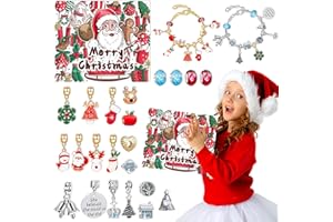 HARNYLOOM Adviento Calendario Joyas 2024 Mujeres Niñas, 24 Días DIY Calendario de Joyería Pulsera con Cuenta Regresiva Navideña Colgante Calendario Adviento Regalo Niña 5 6 7 8 9 10 Años (E)