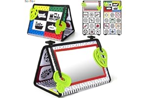 teytoy Tummy Time Mirror for Babies New Born Toys for 0-6 months Tummy Time Toys High Contrast Sensory Toys with Black and White Patterns and Teether Baby Mirror Tummy Time Flip Foldable