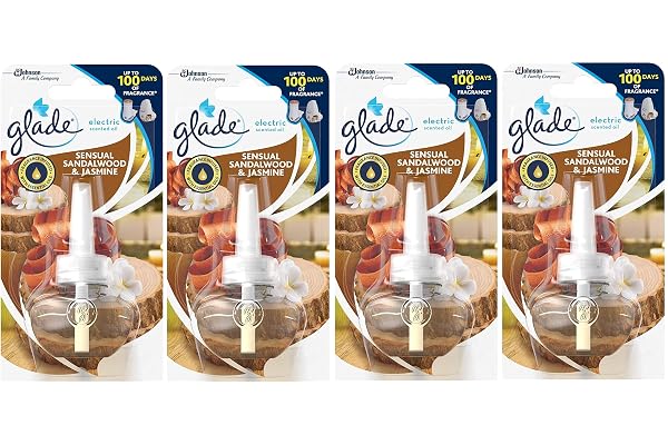 glade 4 x elektrisk plug-in påfyllning sensuell sandelträ och jasmin 20 ml