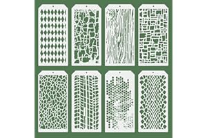 REEKNOKOL Pochoirs de texture, 8 pochoirs pour l'artisanat réutilisables, pochoirs de peinture en brique léopard pour la peinture, pochoir de scrapbooking pour la peinture bricolage artisanat, décoration murale