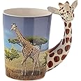 Puckator Zoo Tazza con Manico a Forma di Giraffa, Ceramica, Bianco, 1 unità (Confezione da 1)