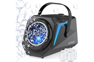 Blubbel Macchina Bolle di Sapone LED, 4x 90ml Liquido, Automatico Pistola Sparabolle Bambini, Bazooka d'Aria, Bubble Gun, Giocattolo Estivo, Regalo Matrimonio, Gioco all’Aperto