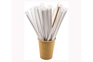 DON PALILLO - 250 Pajitas de Papel. Envueltas Individualmente. Papel Kraft. Biodegradables. 200 x 6mm