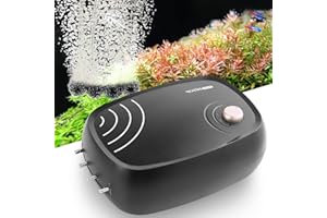 FEDOUR Pompa powietrza do akwarium o mocy 10 W: 4-wylotowe 320 GPH pompa powietrza do zbiornika na ryby