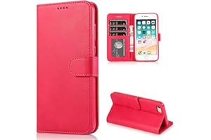 CTIUYA Cover per iPhone SE 2022 / iPhone SE 2020 /iPhone 8/iPhone 7 Custodia Cover in Pelle Portafoglio Libro Flip Case Cover con Porta Carte Magnetica Protettiva Completa Cover Custodia,Rosa Rossa