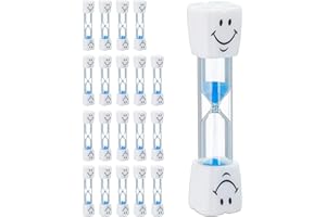 Relaxdays 20x Clessidre Denti Bambini, Set da 20, Gadget Timer Bimbi, Orologio 3 Minuti, Vetro & Sabbia, Silenzioso, Bianco/Blu