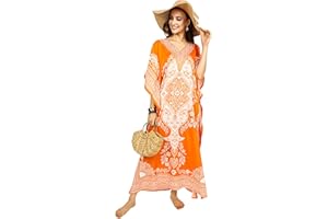 Shah Crafts. Women Kaftan Tunic Kimono Long Maxi Party Dress for Loungewear Holidays Nightwear Beach Cover Up Caftans Free Size